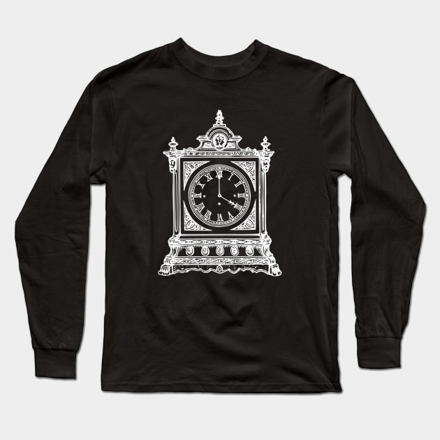 White Vintage Royal Table Clock Long Sleeve T-Shirt by Vintage Boutique